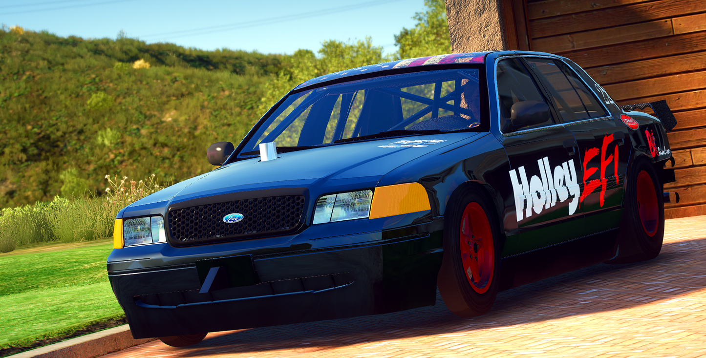 Ford Crown Vic Drag Car with Animated Engine