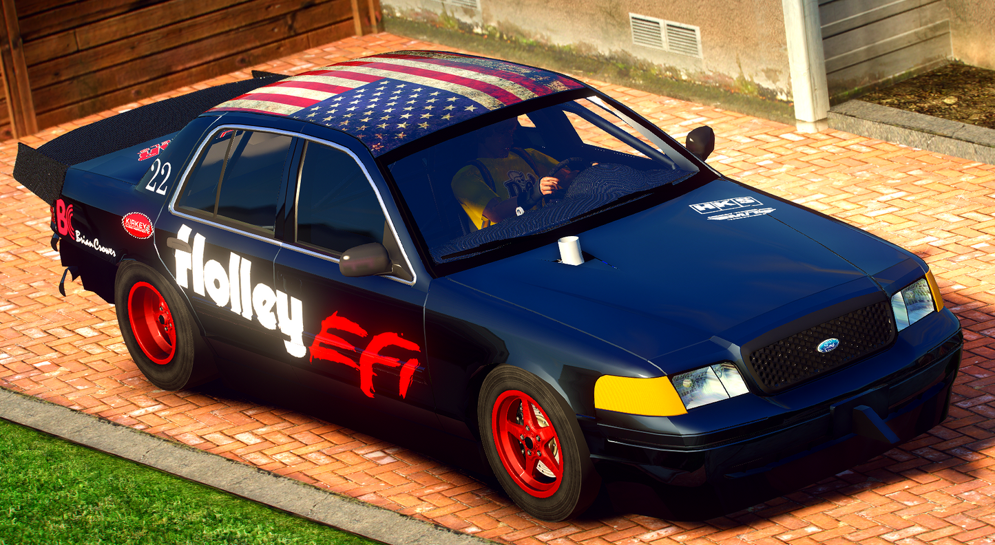 Ford Crown Vic Drag Car with Animated Engine