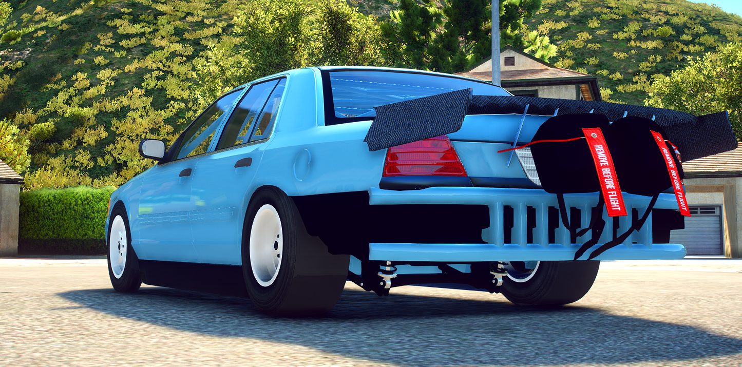 Ford Crown Vic Drag Car with Animated Engine